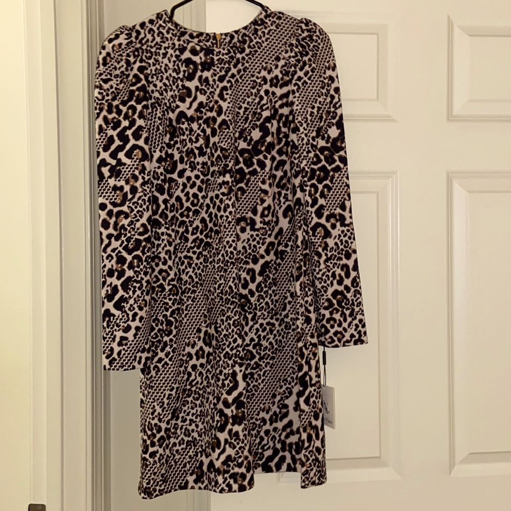 Size 4 Calvin Klein leopard print long sleeve dress